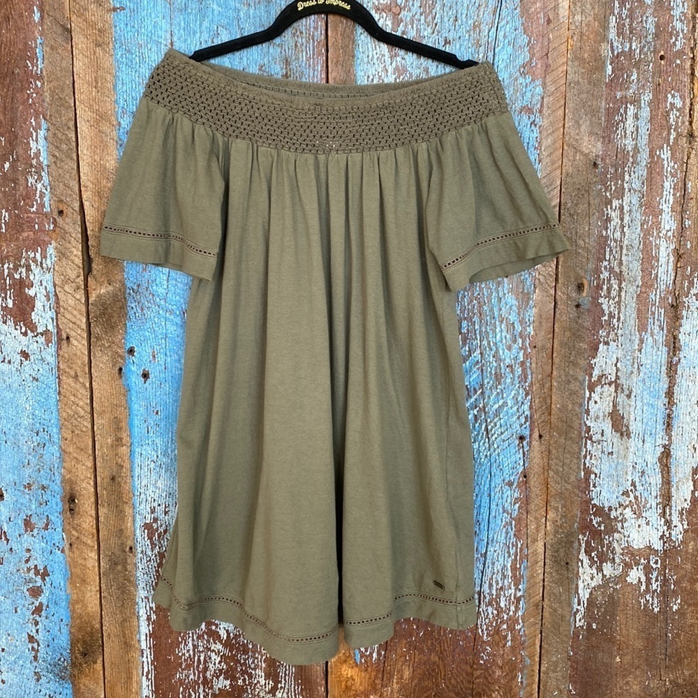 Roxy Green Boho Peasant Top